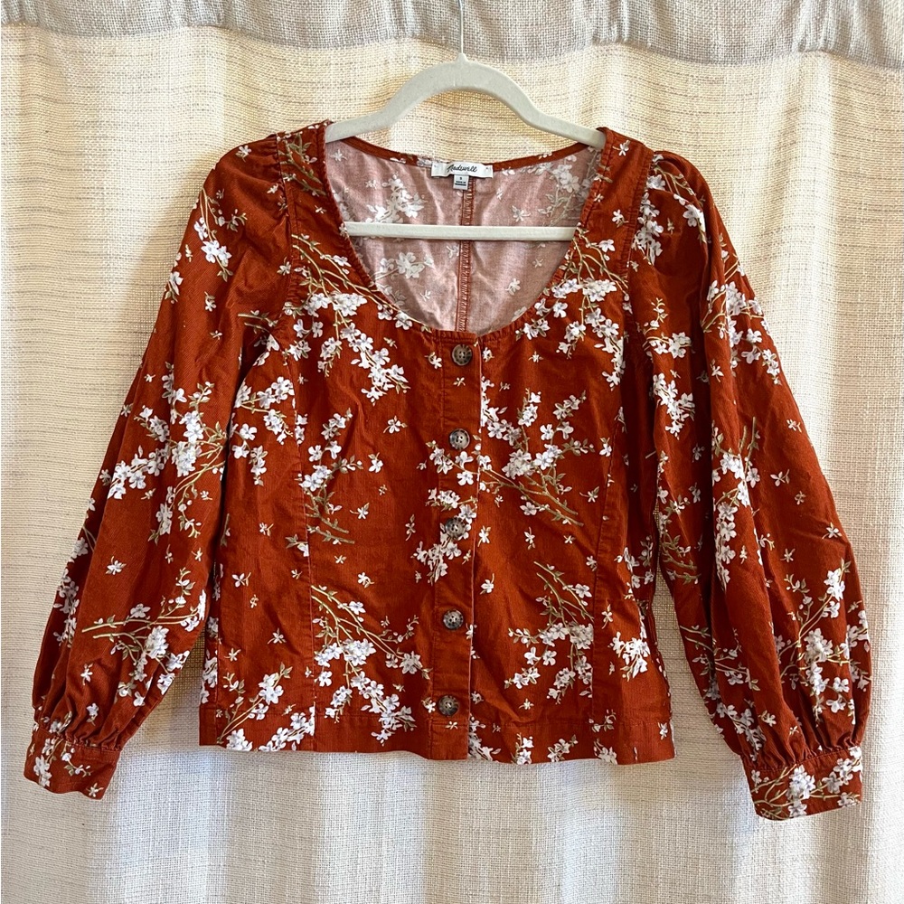Madewell Rust Floral Button-Up Blouse